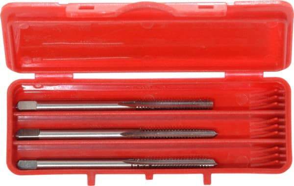 Cleveland - #6-32 UNC, 3 Flute, Bottoming, Plug & Taper, Bright Finish, High Speed Steel Tap Set - Right Hand Cut, 50.8mm OAL, 0.38" Thread Length - USA Tool & Supply