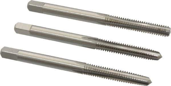 Cleveland - #8-32 UNC, 4 Flute, Bottoming, Plug & Taper, Bright Finish, High Speed Steel Tap Set - Right Hand Cut, 2-1/8" OAL, 0.38" Thread Length - USA Tool & Supply