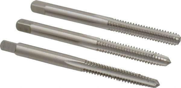 Cleveland - #10-24 UNC, 3 Flute, Bottoming, Plug & Taper, Bright Finish, High Speed Steel Tap Set - Right Hand Cut, 2-3/8" OAL, 1/2" Thread Length - USA Tool & Supply