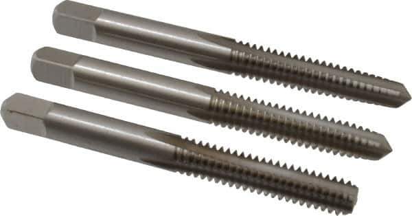 Cleveland - 1/4-20 UNC, 4 Flute, Bottoming, Plug & Taper, Bright Finish, High Speed Steel Tap Set - Right Hand Cut, 63.5mm OAL, 0.63" Thread Length - USA Tool & Supply