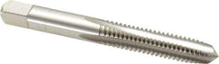 Cleveland - 5/16-18 UNC 4 Flute Bright Finish High Speed Steel Straight Flute Standard Hand Tap - Plug, Right Hand Thread, 2-23/32" OAL, 0.69" Thread Length, H11 Limit, 0.005" Oversize - Exact Industrial Supply