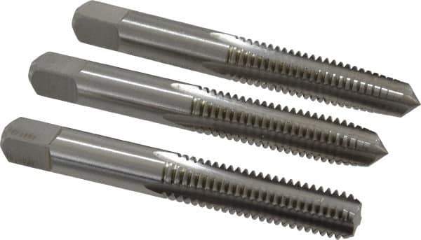 Cleveland - 3/8-16 UNC, 4 Flute, Bottoming, Plug & Taper, Bright Finish, High Speed Steel Tap Set - Right Hand Cut, 2.938" OAL, 3/4" Thread Length - USA Tool & Supply