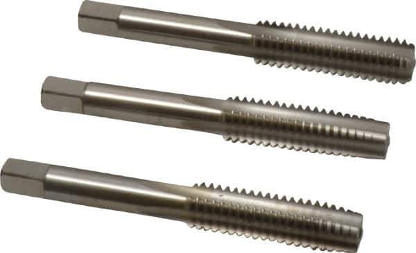 Cleveland - 7/16-14 UNC, 4 Flute, Bottoming, Plug & Taper, Bright Finish, High Speed Steel Tap Set - Right Hand Cut, 3-5/32" OAL, 0.88" Thread Length - USA Tool & Supply