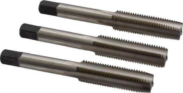 Cleveland - 7/16-20 UNF, 4 Flute, Bottoming, Plug & Taper, Bright Finish, High Speed Steel Tap Set - Right Hand Cut, 3-5/32" OAL, 0.88" Thread Length - USA Tool & Supply