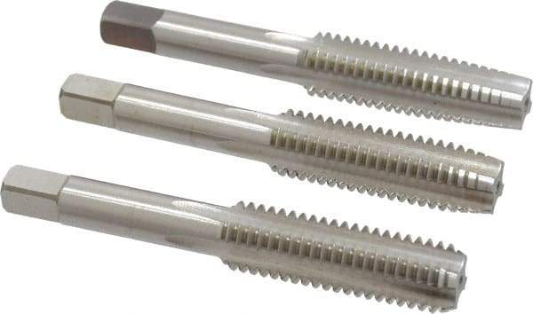 Cleveland - 1/2-13 UNC, 4 Flute, Bottoming, Plug & Taper, Bright Finish, High Speed Steel Tap Set - Right Hand Cut, 3-3/8" OAL, 0.94" Thread Length - USA Tool & Supply