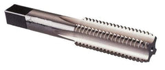 Made in USA - #10-36 UNS 4 Flute Bright Finish High Speed Steel Straight Flute Standard Hand Tap - Bottoming, Right Hand Thread, 2-3/8" OAL, 7/8" Thread Length, H2 Limit, Oversize - Exact Industrial Supply