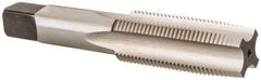 Cleveland - 7/8-14 UNF 3B 4 Flute Bright Finish High Speed Steel Straight Flute Standard Hand Tap - Taper, Right Hand Thread, 4.688" OAL, 2.22" Thread Length, H4 Limit, Oversize - Exact Industrial Supply