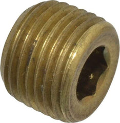 Made in USA - 1/8-27, 5/16" OAL, Brass Socket Pressure Plug - 3/4" Taper per Foot, 3/16" Hex Key - USA Tool & Supply