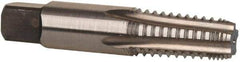 Cleveland - 1/8-27 NPT, 5 Flutes, Bright Finish, High Speed Steel, Interrupted Thread Pipe Tap - 2-1/8 Inch Overall Length, 7/16 Inch Shank Diameter, 3/4 Inch Thread Length, 0.32 Inch Square Size, Regular Hook, Plug Chamfer - USA Tool & Supply