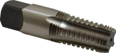 Cleveland - 3/8-18 NPTF, 4 Flutes, Bright Finish, High Speed Steel, Interrupted Thread Pipe Tap - 2-9/16 Inch Overall Length, 0.7 Inch Shank Diameter, 1-1/16 Inch Thread Length, 0.53 Inch Square Size, Regular Hook, Plug Chamfer - USA Tool & Supply