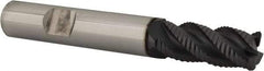 SGS - 12mm Diam, Coarse Pitch, 26mm LOC, 4 Flute Solid Carbide 1.52mm Corner Radius Roughing End Mill - AlTiN Finish, 83mm OAL, 12mm Shank Diam, Single End, Centercutting, 40° Helix - USA Tool & Supply