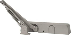Falcon - Push & Pull Side Mount, Medium Duty Multi Size Hold Open Door Closer Full Cover Power Operated Damper - Nonhanded, Aluminum Finish - USA Tool & Supply