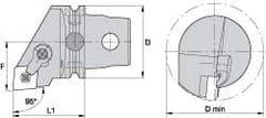Kennametal - Right Hand Cut, Size KM63, CN.. Insert Compatiblity, Internal Modular Turning & Profiling Cutting Unit Head - 43mm Ctr to Cutting Edge, 60mm Head Length, Through Coolant, Series Kenloc - USA Tool & Supply