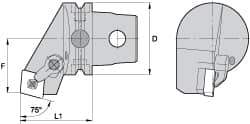 Kennametal - Left Hand Cut, Size KM63, CN.. Insert Compatiblity, External Modular Turning & Profiling Cutting Unit Head - 38mm Ctr to Cutting Edge, 60mm Head Length, Through Coolant, Series Kenloc - USA Tool & Supply