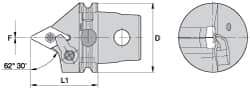 Kennametal - Neutral Cut, Size KM63, DN.. Insert Compatiblity, External Modular Turning & Profiling Cutting Unit Head - 60mm Head Length, Through Coolant, Series Kenloc - USA Tool & Supply