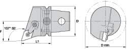 Kennametal - Left Hand Cut, Size KM63, DN.. Insert Compatiblity, Internal Modular Turning & Profiling Cutting Unit Head - 43mm Ctr to Cutting Edge, 60mm Head Length, Through Coolant, Series Kenloc - USA Tool & Supply