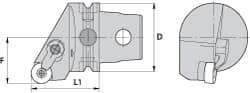 Kennametal - Left Hand Cut, Size KM63, RN.. Insert Compatiblity, Internal Modular Turning & Profiling Cutting Unit Head - 43mm Ctr to Cutting Edge, 60mm Head Length, Through Coolant, Series Kenloc - USA Tool & Supply