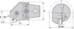 Kennametal - Left Hand Cut, Size KM63, SN.. Insert Compatiblity, Internal Modular Turning & Profiling Cutting Unit Head - 43mm Ctr to Cutting Edge, 60mm Head Length, Through Coolant, Series Kenloc - USA Tool & Supply