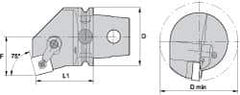 Kennametal - Left Hand Cut, Size KM63, SN.. Insert Compatiblity, Internal Modular Turning & Profiling Cutting Unit Head - 43mm Ctr to Cutting Edge, 60mm Head Length, Through Coolant, Series Kenloc - USA Tool & Supply