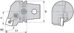 Kennametal - Left Hand Cut, Size KM63, SN.. Insert Compatiblity, External Modular Turning & Profiling Cutting Unit Head - 38mm Ctr to Cutting Edge, 60mm Head Length, Through Coolant, Series Kenloc - USA Tool & Supply