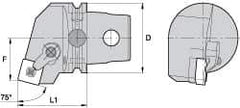 Kennametal - Left Hand Cut, Size KM63, SN.. Insert Compatiblity, External Modular Turning & Profiling Cutting Unit Head - 38mm Ctr to Cutting Edge, 60mm Head Length, Through Coolant, Series Kenloc - USA Tool & Supply
