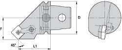 Kennametal - Left Hand Cut, Size KM63, SN.. Insert Compatiblity, External Modular Turning & Profiling Cutting Unit Head - 43mm Ctr to Cutting Edge, 68mm Head Length, Through Coolant, Series Kenloc - USA Tool & Supply