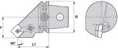 Kennametal - Left Hand Cut, Size KM63, SN.. Insert Compatiblity, Internal Modular Turning & Profiling Cutting Unit Head - 43mm Ctr to Cutting Edge, 72mm Head Length, Through Coolant, Series Kenloc - USA Tool & Supply