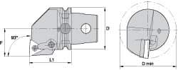 Kennametal - Left Hand Cut, Size KM63, TN.. Insert Compatiblity, Internal Modular Turning & Profiling Cutting Unit Head - 43mm Ctr to Cutting Edge, 60mm Head Length, Through Coolant, Series Kenloc - USA Tool & Supply