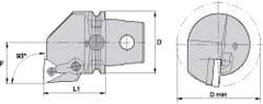 Kennametal - Right Hand Cut, Size KM63, TN.. Insert Compatiblity, Internal Modular Turning & Profiling Cutting Unit Head - 43mm Ctr to Cutting Edge, 60mm Head Length, Through Coolant, Series Kenloc - USA Tool & Supply