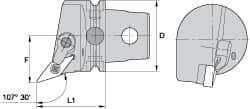 Kennametal - Right Hand Cut, Size KM63, VN.. Insert Compatiblity, External Modular Turning & Profiling Cutting Unit Head - 43mm Ctr to Cutting Edge, 60mm Head Length, Through Coolant, Series Kenloc - USA Tool & Supply