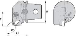 Kennametal - Right Hand Cut, Size KM63, VN.. Insert Compatiblity, External Modular Turning & Profiling Cutting Unit Head - 43mm Ctr to Cutting Edge, 60mm Head Length, Through Coolant, Series Kenloc - USA Tool & Supply