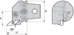 Kennametal - Left Hand Cut, Size KM63, VN.. Insert Compatiblity, External Modular Turning & Profiling Cutting Unit Head - 43mm Ctr to Cutting Edge, 60mm Head Length, Through Coolant, Series Kenloc - USA Tool & Supply