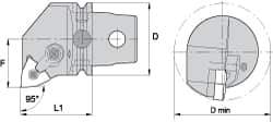 Kennametal - Right Hand Cut, Size KM63, WN.. Insert Compatiblity, Internal Modular Turning & Profiling Cutting Unit Head - 43mm Ctr to Cutting Edge, 60mm Head Length, Through Coolant, Series Kenloc - USA Tool & Supply