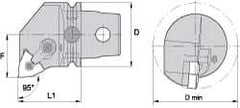 Kennametal - Right Hand Cut, Size KM63, WN.. Insert Compatiblity, Internal Modular Turning & Profiling Cutting Unit Head - 43mm Ctr to Cutting Edge, 60mm Head Length, Through Coolant, Series Kenloc - USA Tool & Supply