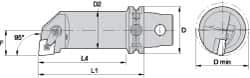 Kennametal - Left Hand Cut, 50mm Min Bore Diam, Size KM63 Steel Modular Boring Cutting Unit Head - 4.6063" Max Bore Depth, Through Coolant, Compatible with CN.. - USA Tool & Supply