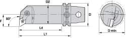 Kennametal - Right Hand Cut, 50mm Min Bore Diam, Size KM63 Steel Modular Boring Cutting Unit Head - 4.6063" Max Bore Depth, Through Coolant, Compatible with DN.. - USA Tool & Supply