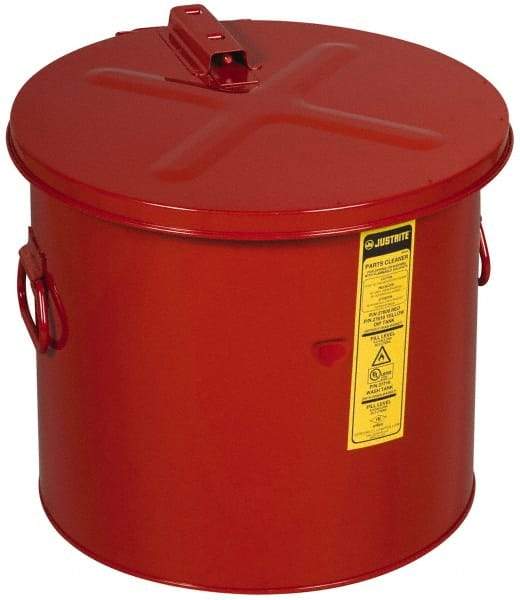 Justrite - 8 Gallon Capacity, Coated Steel, Red Dip Tank - 14-1/4 Inch High x 15-5/8 Inch Diameter, Includes Fusible Link - USA Tool & Supply