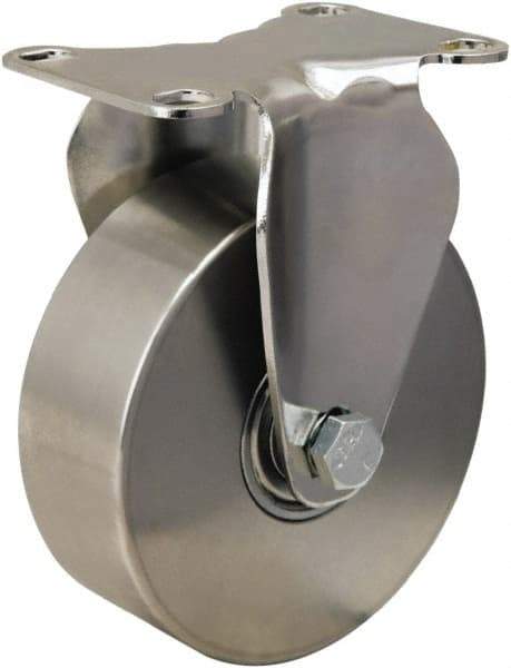 Hamilton - 4" Diam x 1-3/8" Wide x 5-1/8" OAH Top Plate Mount Rigid Caster - Forged Steel, 325 Lb Capacity, Stainless Steel Precision Ball Bearing, 2-3/8 x 3-5/8" Plate - USA Tool & Supply