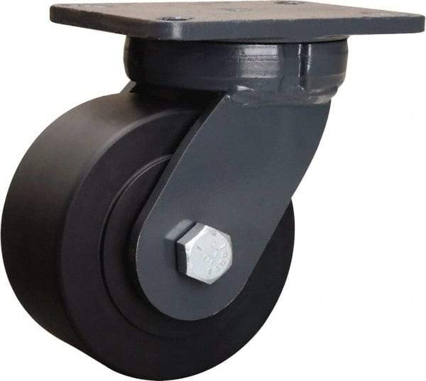 Hamilton - 6" Diam x 3" Wide x 8" OAH Top Plate Mount Swivel Caster - Nylon, 5,400 Lb Capacity, Precision Ball Bearing, 5-1/4 x 7-1/4" Plate - USA Tool & Supply