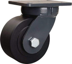 Hamilton - 6" Diam x 3" Wide x 8" OAH Top Plate Mount Swivel Caster - Nylon, 5,400 Lb Capacity, Precision Ball Bearing, 5-1/4 x 7-1/4" Plate - USA Tool & Supply
