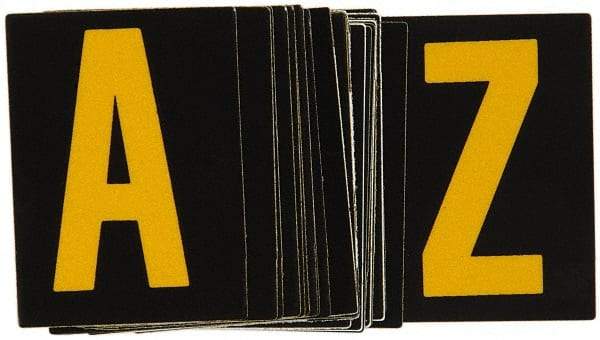 Made in USA - Letter Label - Legend: A-Z, English, Yellow & Black - USA Tool & Supply