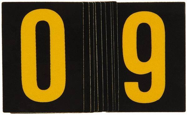 Made in USA - Letter Label - Legend: 0-9, English, Yellow & Black - USA Tool & Supply