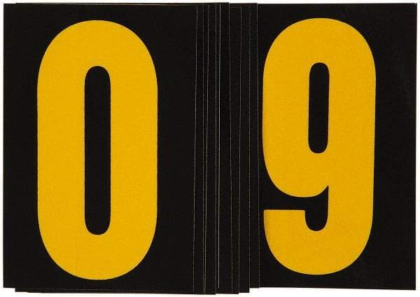 Made in USA - Letter Label - Legend: 0-9, English, Yellow & Black - USA Tool & Supply