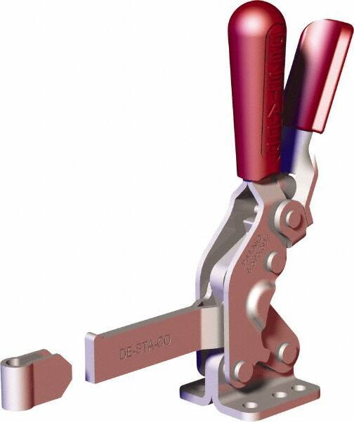 De-Sta-Co - 1,000 Lb Holding Capacity, Vertical Handle, Manual Hold Down Toggle Clamp - 64° Handle Movement, 76° Bar Opening, Solid Bar, Flanged Base, Carbon Steel - USA Tool & Supply