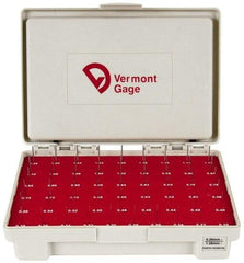 Vermont Gage - 55 Piece, 0.2-1.28 mm Diameter Plug and Pin Gage Set - Minus 0.01 mm Tolerance, Class ZZ - USA Tool & Supply