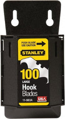 Stanley - 100 Piece High Carbon Steel Hook Blade - 48mm OAL, 1-7/8" Blade Length, 0.024" Blade Thickness - USA Tool & Supply