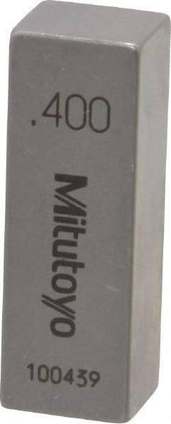 Mitutoyo - 0.4" Rectangular Steel Gage Block - Accuracy Grade AS-1, Includes Certificate of Inspection - USA Tool & Supply