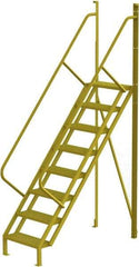 TRI-ARC - 122" 8 Step Configurable Crossover Ladder - 50° Incline, 1,000 Lb Capacity, 80" Platform Height, 30" Base Width x 69-1/2" Base Depth, Serrated - USA Tool & Supply