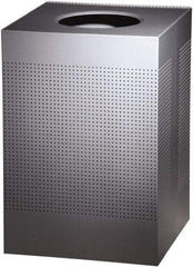 Rubbermaid - 40 Gal Silver Square Decorative Waste Receptacle With Top - Steel, 30" High x 476.25mm Long x 476.25mm Wide - USA Tool & Supply