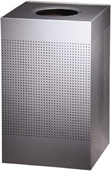 Rubbermaid - 20 Gal Silver Square Decorative Waste Receptacle With Top - Steel, 30" High x 476.25mm Long x 476.25mm Wide - USA Tool & Supply